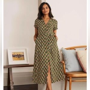 Boden Thomasina Dress, Green Toucan Print, size 6R